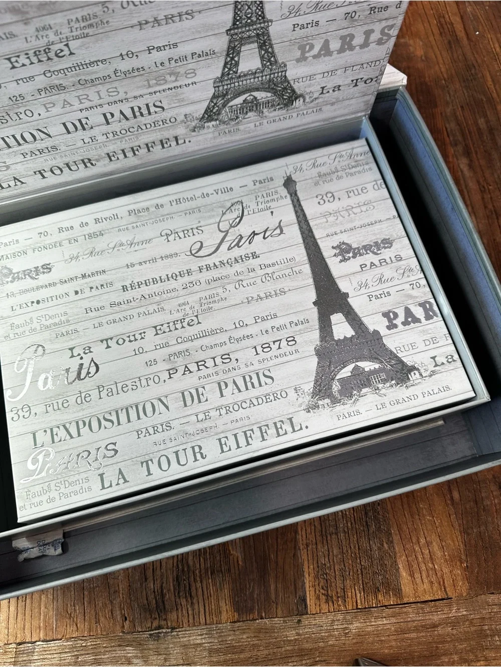 Paris Eiffel Tower Decorative Storage Boxes - White & Black gray